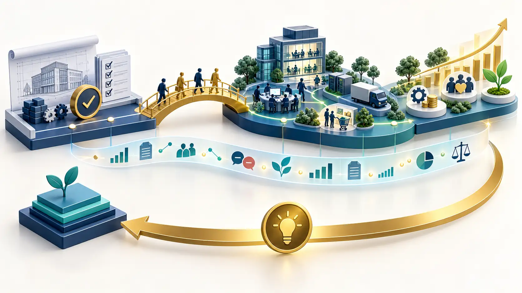 Change management evaluation connecting project completion with operational ownership, sustained value, and learning for the next initiative.